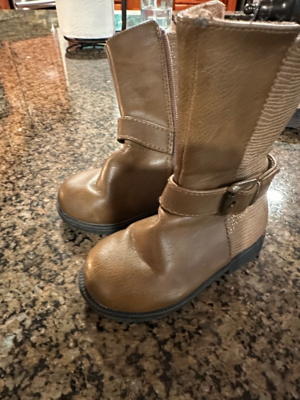 Koala Kids Tan Buckle Mid-Calf Toddler Boots